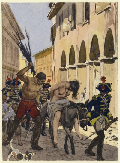 Illustrazione per le memorie di Casanova (litografia a colori) da Jules Marie Auguste Leroux