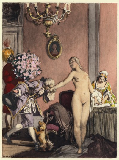 Illustrazione per le memorie di Casanova (litografia a colori) da Jules Marie Auguste Leroux