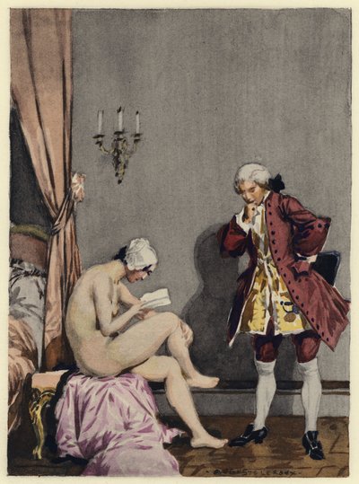 Illustrazione per le memorie di Casanova (litografia a colori) da Jules Marie Auguste Leroux