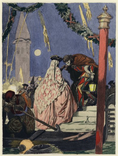 Illustrazione per le memorie di Casanova (litografia a colori) da Jules Marie Auguste Leroux