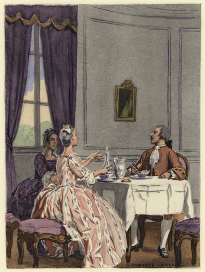 Illustrazione per le memorie di Casanova (litografia a colori) da Jules Marie Auguste Leroux