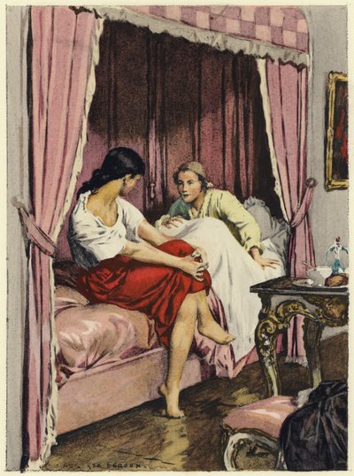 Illustrazione per le memorie di Casanova (litografia a colori) da Jules Marie Auguste Leroux