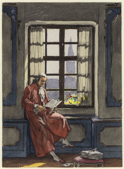 Illustrazione per le memorie di Casanova (litografia a colori) da Jules Marie Auguste Leroux