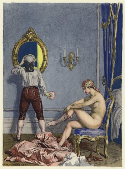 Illustrazione per le memorie di Casanova (litografia a colori) da Jules Marie Auguste Leroux