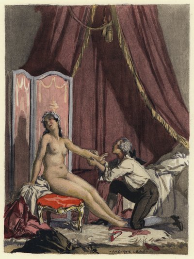 Illustrazione per le memorie di Casanova (litografia a colori) da Jules Marie Auguste Leroux