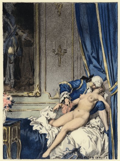 Illustrazione per le memorie di Casanova (litografia a colori) da Jules Marie Auguste Leroux