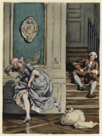 Illustrazione per le memorie di Casanova (litografia a colori) da Jules Marie Auguste Leroux