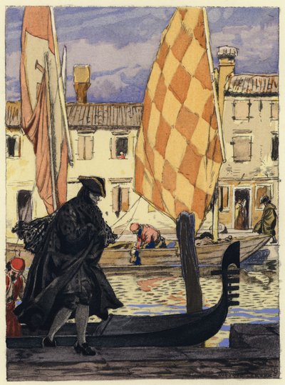 Illustrazione per le memorie di Casanova (litografia a colori) da Jules Marie Auguste Leroux