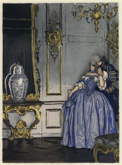 Illustrazione per le memorie di Casanova (litografia a colori) da Jules Marie Auguste Leroux