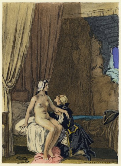 Illustrazione per le memorie di Casanova (litografia a colori) da Jules Marie Auguste Leroux