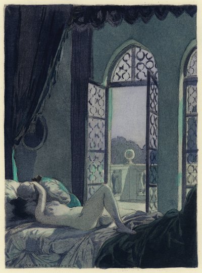 Illustrazione per le memorie di Casanova (litografia a colori) da Jules Marie Auguste Leroux