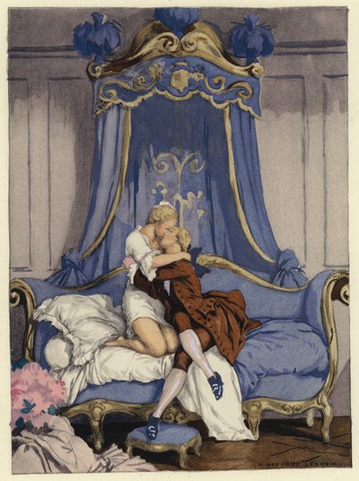 Illustrazione per le memorie di Casanova (litografia a colori) da Jules Marie Auguste Leroux