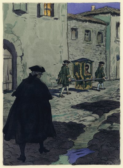 Illustrazione per le memorie di Casanova (litografia a colori) da Jules Marie Auguste Leroux