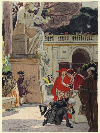 Illustrazione per le memorie di Casanova (litografia a colori) da Jules Marie Auguste Leroux