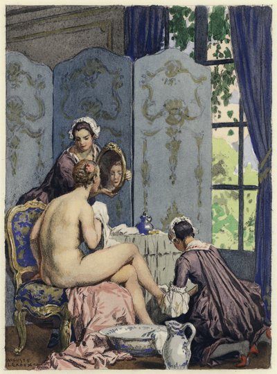 Illustrazione per le memorie di Casanova (litografia a colori) da Jules Marie Auguste Leroux