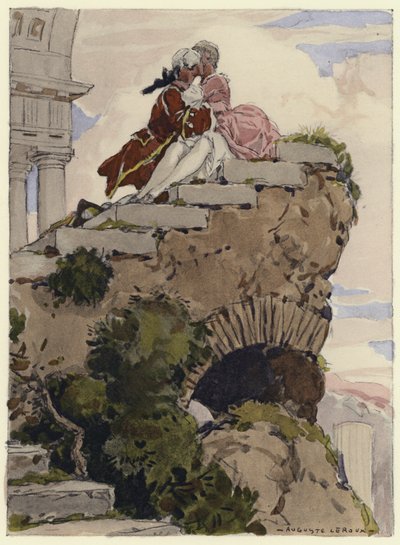 Illustrazione per le memorie di Casanova (litografia a colori) da Jules Marie Auguste Leroux