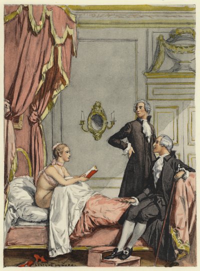 Illustrazione per le memorie di Casanova (litografia a colori) da Jules Marie Auguste Leroux