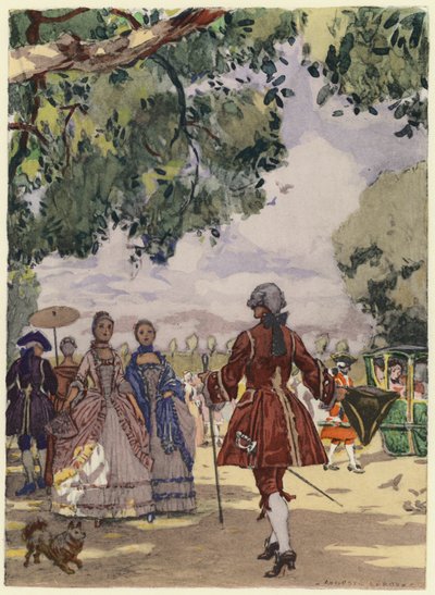 Illustrazione per le memorie di Casanova (litografia a colori) da Jules Marie Auguste Leroux