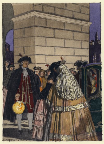 Illustrazione per le memorie di Casanova (litografia a colori) da Jules Marie Auguste Leroux