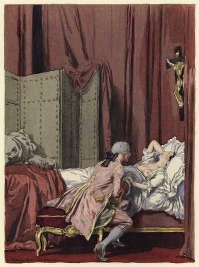 Illustrazione per le memorie di Casanova (litografia a colori) da Jules Marie Auguste Leroux
