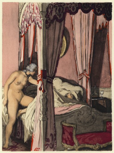 Illustrazione per le memorie di Casanova (litografia a colori) da Jules Marie Auguste Leroux