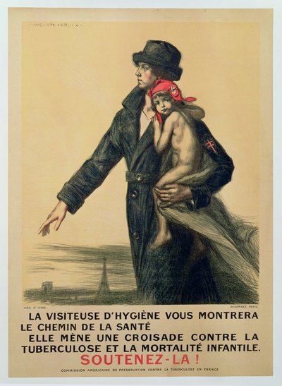 Poster di informazione al pubblico per la sensibilizzazione alla tubercolosi da Jules Marie Auguste Leroux
