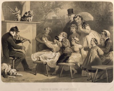 Il Teatro Guignol, Champs-Elysees, inciso da Claude Regnier, Bettanier e Morion da Jules Marie Desandre