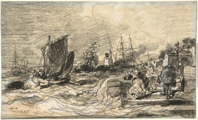 Porto bretone con una tempesta in arrivo da Jules Noël