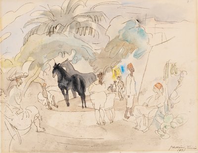Figure e due cavalli in un paesaggio, 1921 da Jules Pascin