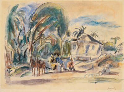 Paesaggio, casa e albero da Jules Pascin