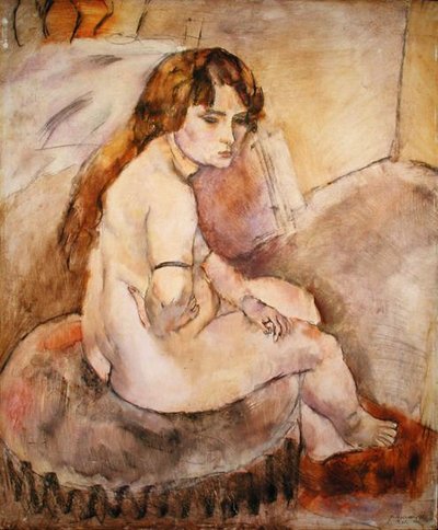 Nudo Seduto su un Pouf da Jules Pascin