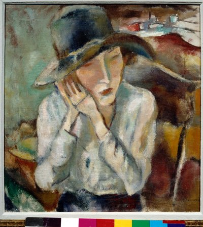 Ritratto di Hermine con il grande cappello da Jules Pascin
