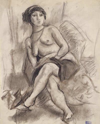 Modello nudo seduto da Jules Pascin