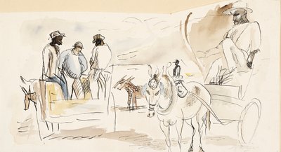 Schiavi e due carri da Jules Pascin
