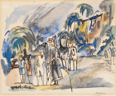 Paesaggio meridionale con madre e bambini da Jules Pascin