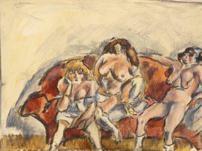 Tre donne su un divano rosso da Jules Pascin