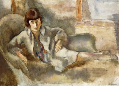 Donna su un divano; La Dame au Canape, c.1927 da Jules Pascin