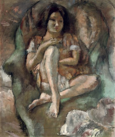 Giovane ragazza in poltrona da Jules Pascin