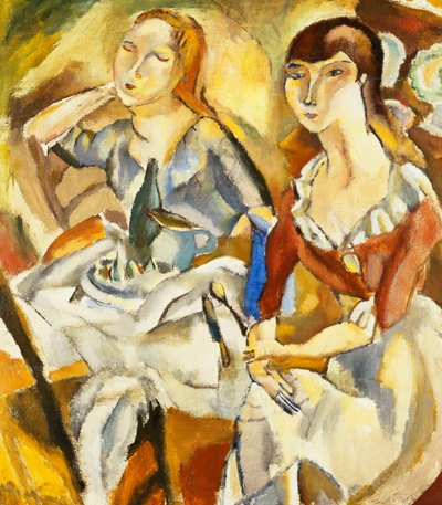 Giovani ragazze sedute insieme da Jules Pascin