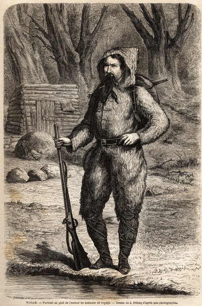 Ritratto del dottor Henri (Heinrich) Barth (1821-1865), esploratore tedesco, in abito da viaggio. Disegno di Jules Pelcoq, per illustrare il viaggio del 1849-1855, al centro dell