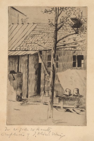 Cortile, secchi e albero da Julian Alden Weir