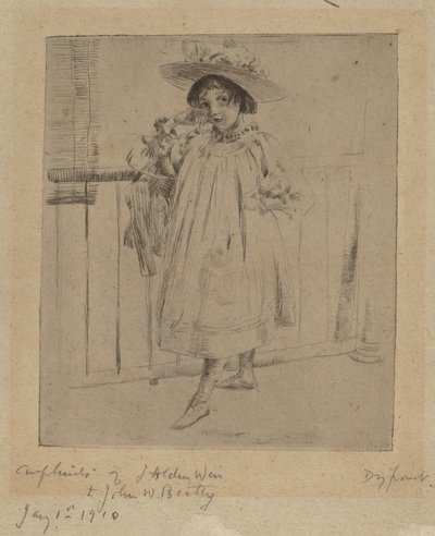 Giovane ragazza con grande cappello da Julian Alden Weir
