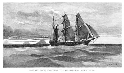 Il capitano Cook avvista le Glasshouse Mountains, 1770, Queensland, Australia, 1886 da Julian Ashton