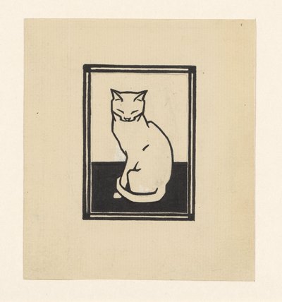 Gatto seduto con occhi chiusi da Julie de Graag