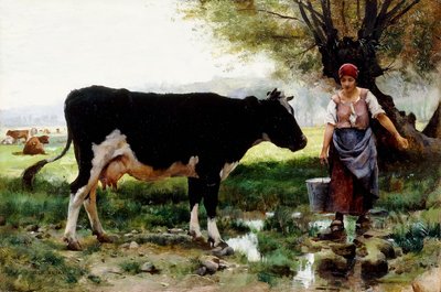 Una lattaia con la sua mucca da Julien Dupre