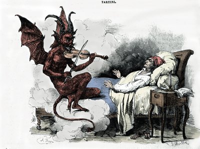 Il sogno del compositore Giuseppe Tartini: nella sua “Sonata delle trille del Diavolo”, il compositore sogna di fare un patto con il diavolo per il prezzo della sua anima, gli affida il suo violino e il diavolo suona da Julien Leopold Boilly