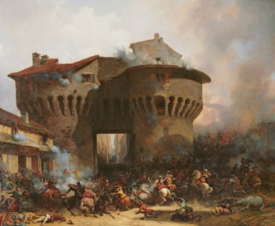 Combattimento a Porte Pannessac nel 1562, c.1833 da Julien Michel Gue