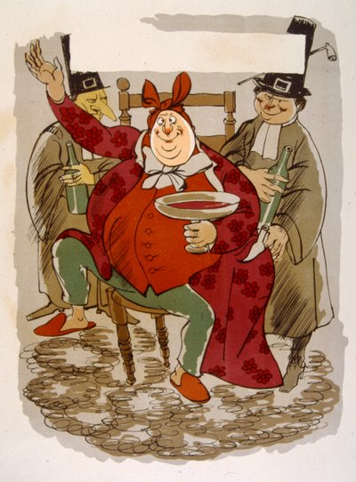 Illustrazione umoristica sul vino 1946. Illustrazione di Julien Pavil da Julien Pavil