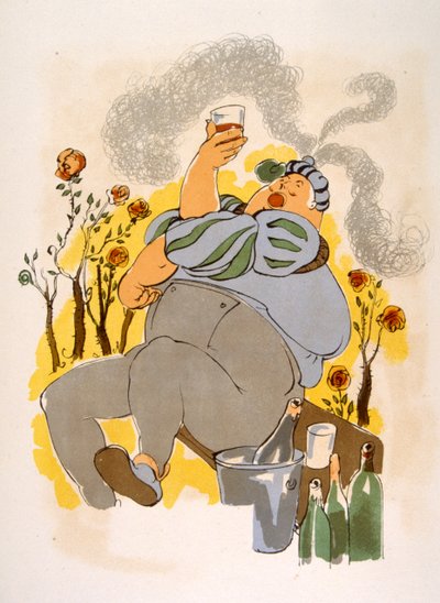 Illustrazione umoristica del vino 1946 da Julien Pavil