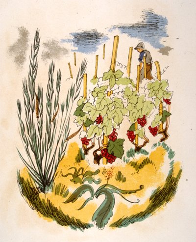 Illustrazione umoristica del vino 1946. Illustrazione di Julien Pavil da Julien Pavil